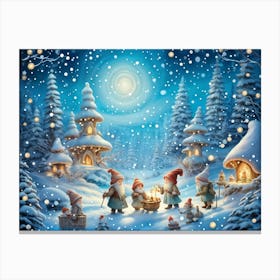 Gnomes In The Snow Canvas Print