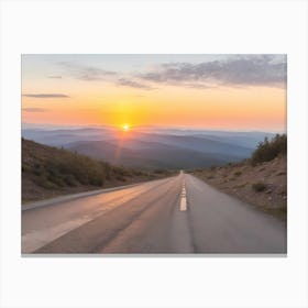 Road At Sunset Canvas Print