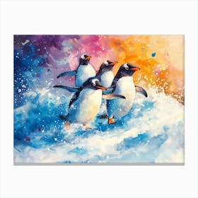 Surfing Penguins 1 Canvas Print