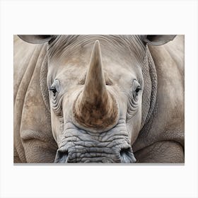 White Rhinoceros Close Up Realism 3 Canvas Print