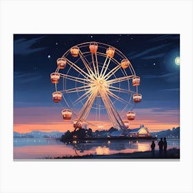 Ferris Wheel At Night Canvas Print