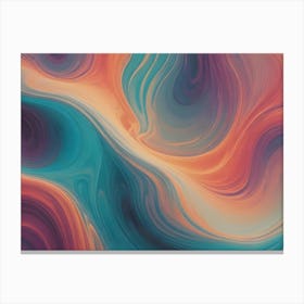 Abstract Digital Art With Fluid, Flowing Lines In Shades Of Purple, Orange, Teal, And Blue, Creating A Dynamic And Layered Effect Canvas Print