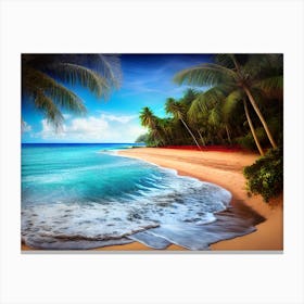 Beach With Palm Trees 8 Canvas Print