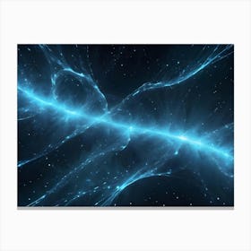 A Bright, Glowing Blue Stream Of Energy Flows Through A Dark, Starry Space, Surrounded By Intricate Fractal Patterns Canvas Print