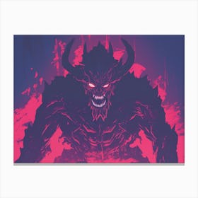 Devil | Neon Glitch Art Canvas Print