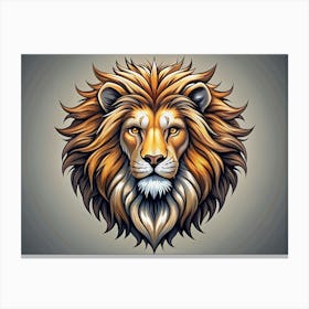 Fierce Lion With Detailed Mane Canvas Print