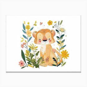 Little Floral Mountain Lion 4 Canvas Print