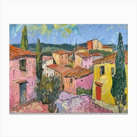 Village Countryside Colors Painting Inspired By Paul Cezanne Canvas Print