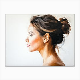 Side Profile Of Beautiful Woman Oil Painting 49 Canvas Print