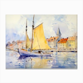 Watercolor Of A Boat Canvas Print