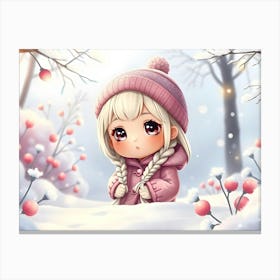 Anime Girl In The Snow Canvas Print