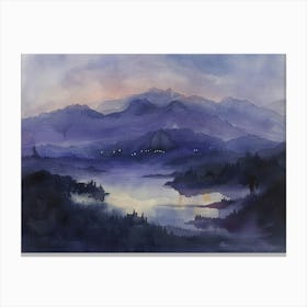 Watercolour Of Mountains Canvas Print