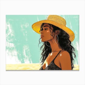 Illustration of an African American woman at the beach 32 Canvas Print