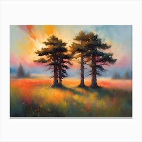 Sunset Over Cedar Trees Canvas Print