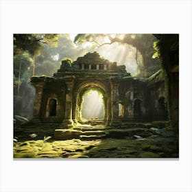 Temple In The Jungle Paintings Art Print Canvas Print