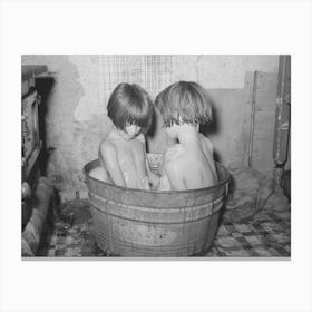 Children Taking Bath In Their Home In Community Camp, Oklahoma City, Oklahoma, See General Caption 21 By 1 Canvas Print