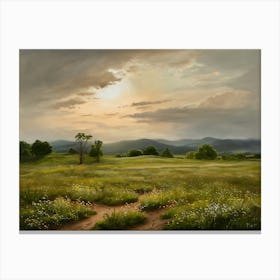 Sunset In The Meadow Canvas Print