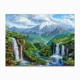 Waterfalls In The Jungle 2 Canvas Print