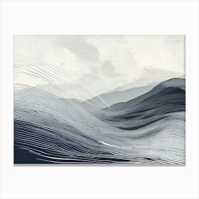 Waves In The Sky, Wavy Wave, black and white design with attracting art , wall art , tails design Generate An Abstract Design With Soft Curved Lines In Neutral Tones Emphasizing Simplicity Canvas Print