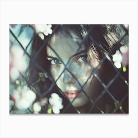 Girl Behind A Fence Canvas Print