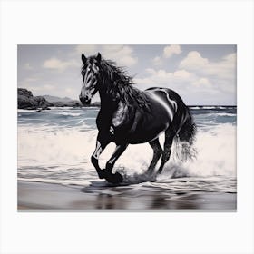 A Horse Oil Painting In Kaanapali Beach Hawaii, Usa, Landscape 1 Canvas Print