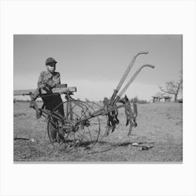 Untitled Photo, Possibly Related To Son Of Pomp Hall, Tenant Farmer, Going To Work The Field With A Spike Tooth Harro Canvas Print