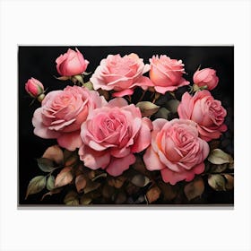 Default A Stunning Watercolor Painting Of Vibrant Pink Roses B 0 (1) Canvas Print