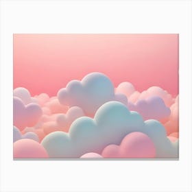 3d Render Of A Dreamy Pastel Pink And Blue Cloud Landscape On A Pink Sky Background Canvas Print