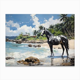 A Horse Oil Painting In Anse Cocos, Seychelles, Landscape 4 Canvas Print