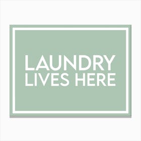 Laundry Lives Here Utility Room Sage Green Canvas Print