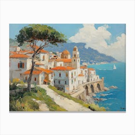 Painting Of The Amalfi Coast In Italy Canvas Print