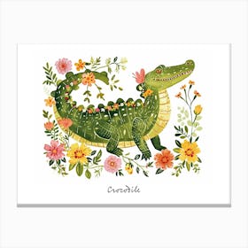 Little Floral Crocodile 5 Poster Canvas Print