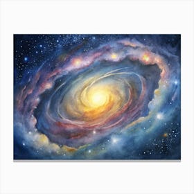 A Glowing Image Of A Spiral Galaxy Captured Throug (1) Canvas Print