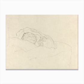 Curled Up Girl On Bed, Gustav Klimt Canvas Print