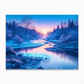 River In Winter Canvas Print