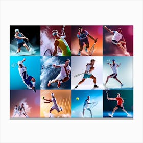 Tennis Players In Action Canvas Print