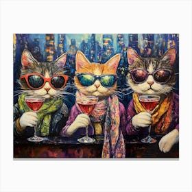 Cats At The Rooftop Bar 8 Canvas Print