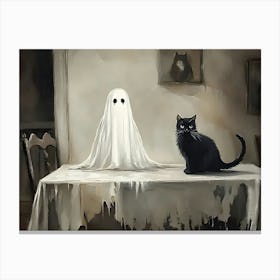 Ghost And Cat Canvas Print