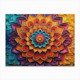 3d Detailed Mandala with Vibrant Colors Canvas Print