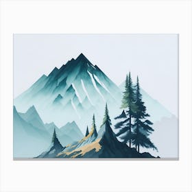 Mountain And Forest In Minimalist Watercolor Horizontal Composition 62 Canvas Print