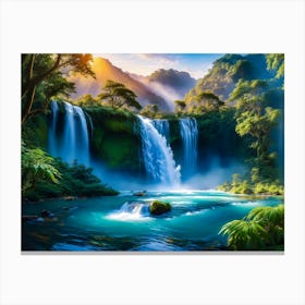 Waterfall In The Jungle 1 Toile