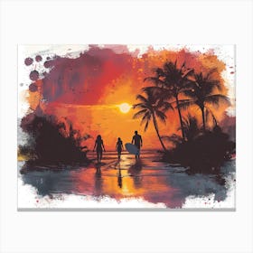 Sunset On The Beach Canvas Print