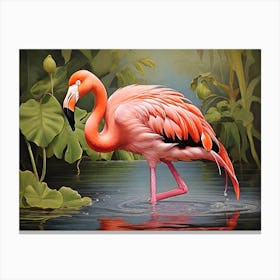 Beautiful Flamingo In Water Canvas Print