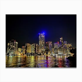 Miami Skyline At Night (Miami at Night Series) Canvas Print