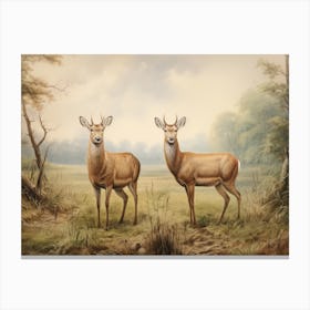 Autumn Forest Deer Painting Canvas Print