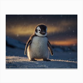 Penguin In The Snow Canvas Print