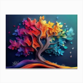 3d Abstraction Art Colorful Tree Graphic Design Canvas Print