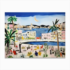 Naples Italy Cute Watercolour Illustration 2 Canvas Print