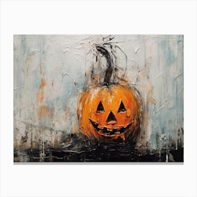 Spooky Halloween Pumpkin, Oil Painting 3 Canvas Print