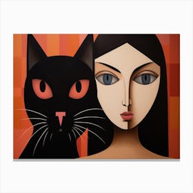 Cat And Woman 3 Canvas Print